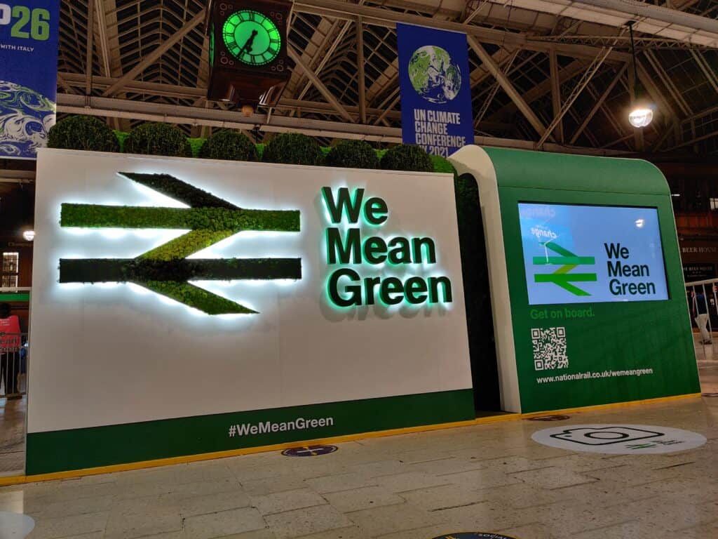 COP 26 at Glasgow Central railway station where Bigabox installed 2.6mm LED video